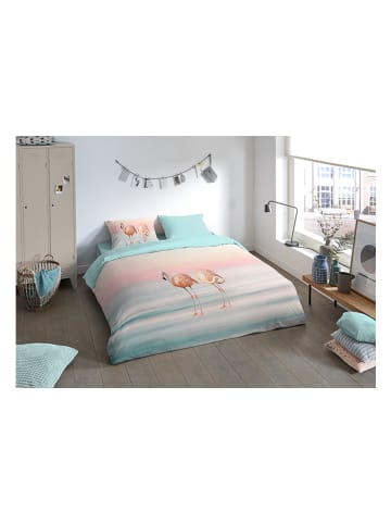 Pure Komplet pościeli "Lounge" w kolorze jasnoróżowo-błękitnym z mikrofibry