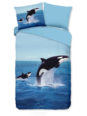 Pure Mikrofaser-Bettwäsche-Set "Pure Orca" in Blau