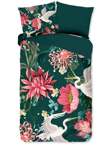 Pure Microvezel beddengoedset "Telse" donkergroen/roze