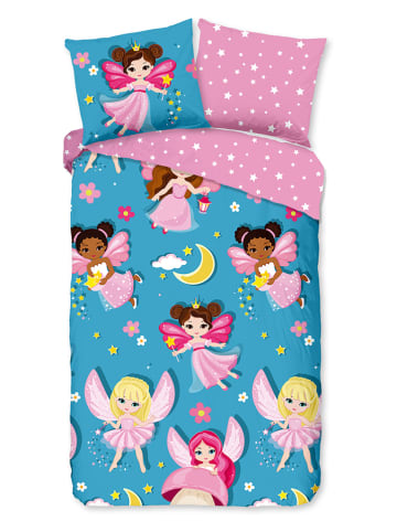 Good Morning Bettwäsche-Set in Hellblau/ Rosa