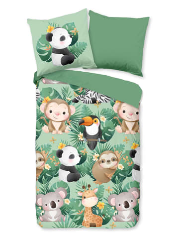Good Morning Komplet pościeli "Momo" w kolorze zielonym ze wzorem
