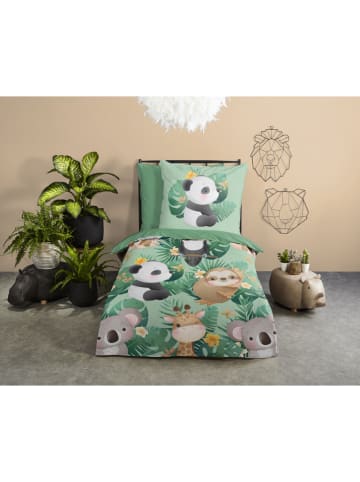Good Morning Komplet pościeli "Momo" w kolorze zielonym ze wzorem