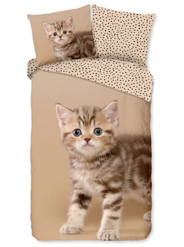 Good Morning Flanellen beddengoedset "Kitty" lichtbruin