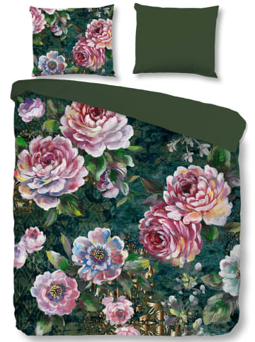 Good Morning Bettwäsche-Set "Fleur" in Grün/ Rosa