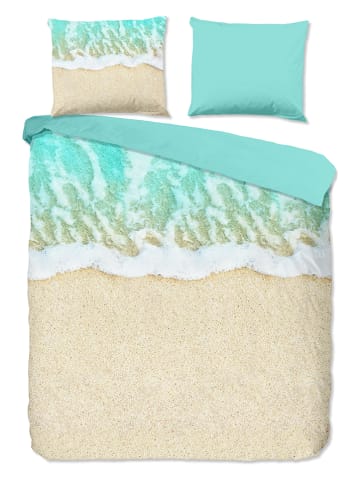 Good Morning Beddengoedset "Beach" lichtblauw/beige