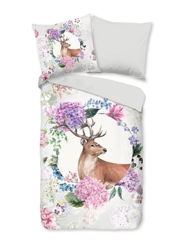 Good Morning Flanellen beddengoedset "Vedet" grijs