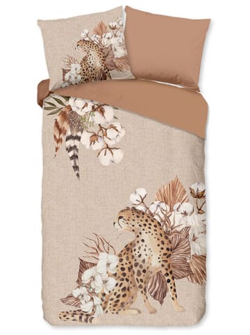 Good Morning Flanell-Bettwäsche-Set "Chevy" in Hellbraun/ Beige