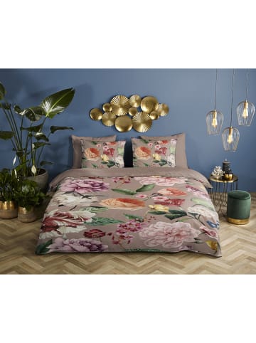 Descanso Satin-Bettwäsche-Set "Fiori" in Taupe