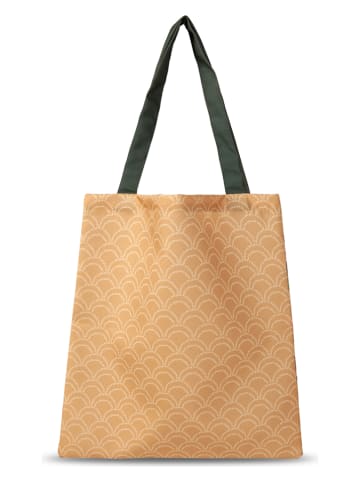 Descanso Shopper bag "Fiori" w kolorze musztardowym ze wzorem - 40 x 45 cm