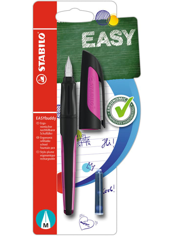 STABILO Schrijfleer-vulpen "STABILO Easy buddy - Veer M" zwart/roze