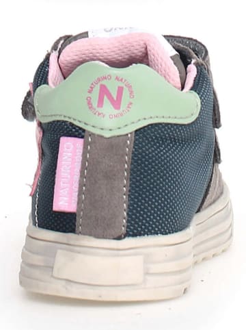Naturino Skórzane sneakersy "Hess" w kolorze szaro-granatowo-jasnoróżowym