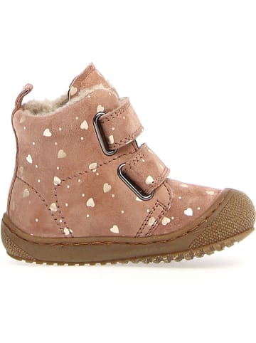 Naturino Skórzane botki zimowe w kolorze jasnoróżowym