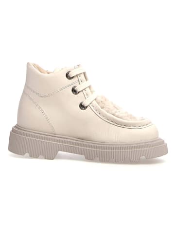 Naturino Skórzane botki "Ostin" w kolorze kremowym