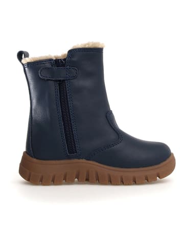 Naturino Skórzane botki zimowe "Pukak" w kolorze granatowym