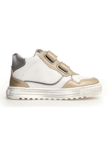 Naturino Skórzane sneakersy w kolorze złoto-srebrno-białym