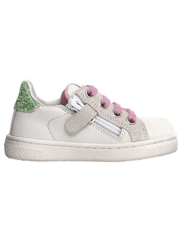 Naturino Leder-Sneakers "Pinn"  in Weiß/ Grün/ Rosa