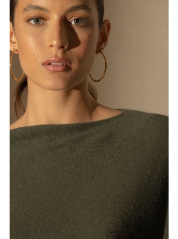 Perfect Cashmere Kaszmirowe ponczo w kolorze khaki