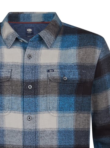 Petrol Blouse "Casper" blauw/antraciet