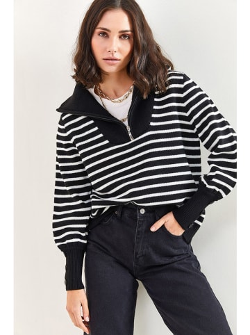Bianco Lucci Pullover in Schwarz/ Weiß