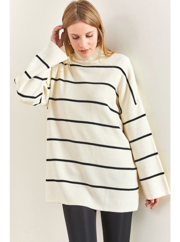Bianco Lucci Pullover in Weiß/ Schwarz