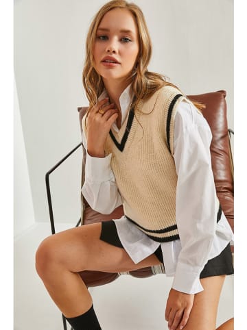 Bianco Lucci Pullunder in Beige/ Schwarz