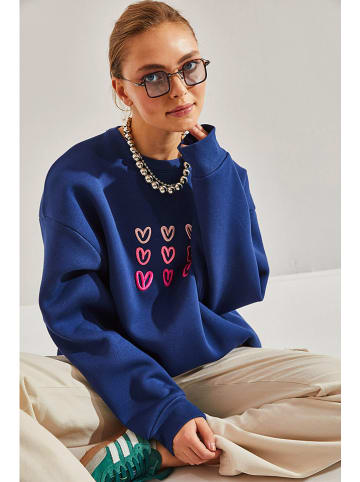 Bianco Lucci Sweatshirt in Dunkelblau/ Pink