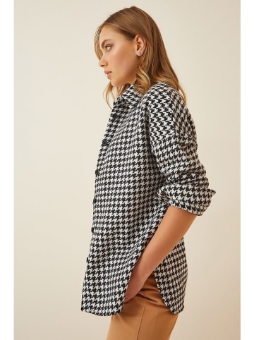 Happiness Istanbul Hemdjacke in Schwarz/ Weiß