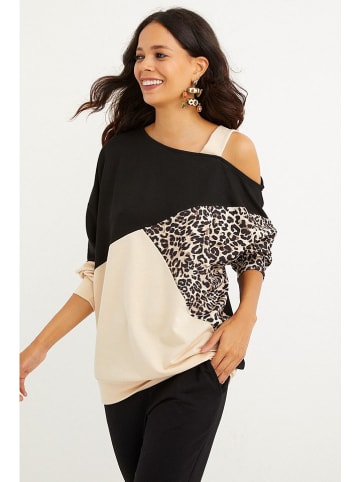 Cool and sexy Sweatshirt in Schwarz/ Beige