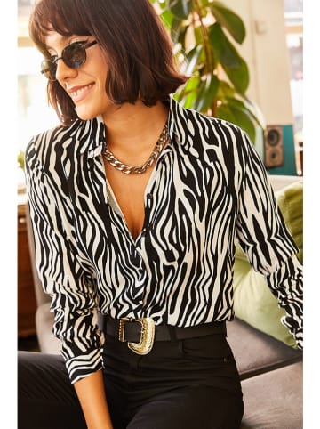 Olalook Bluse in Schwarz/ Weiß