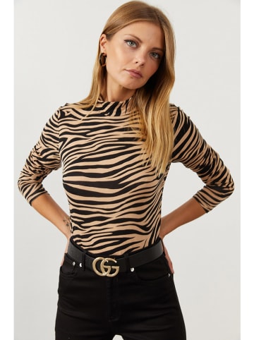 Cool and sexy Blouse lichtbruin/zwart