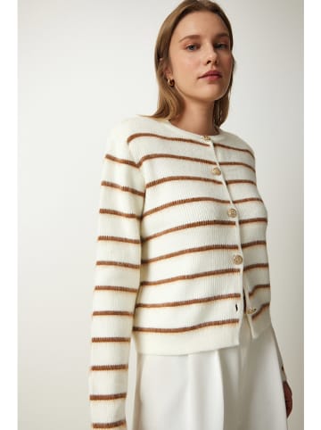 Happiness Istanbul Cardigan in Creme/ Hellbraun