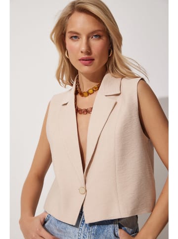 Happiness Istanbul Leinen-Weste in Beige