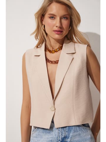 Happiness Istanbul Leinen-Weste in Beige
