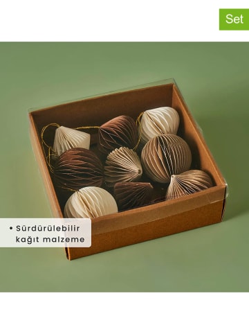 BELLA MAISON 9-delige kerstornamentenset bruin/beige - Ø 6 cm