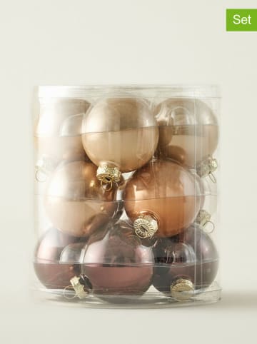 BELLA MAISON 12-delige kerstballenset beige/bruin