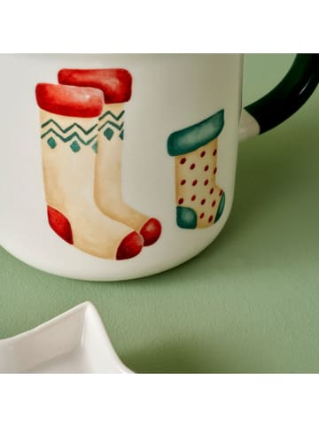 BELLA MAISON 2-delige koffieset "Sardinya" wit/groen/rood