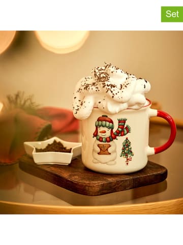 BELLA MAISON 2tlg. Kaffeeset "Frosty" in Weiß/ Rot