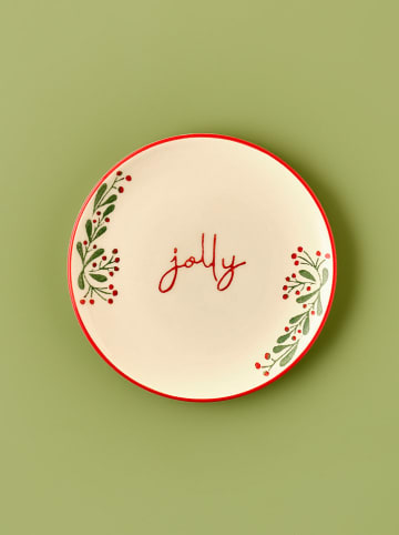 BELLA MAISON Frühstücksteller "Jolly" in Creme/ Rot - Ø 20 cm