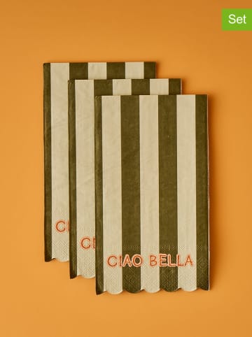 BELLA MAISON 20-delige set: servetten "Line" crème/kaki