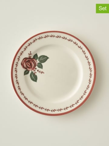 BELLA MAISON Talerze śniadaniowe (6 szt.) "Rose" w kolorze kremowo-szaroróżowym - Ø 21 cm