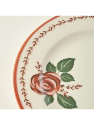 BELLA MAISON 6-delige set: ontbijtborden "Rose" crème/oudroze - Ø 21 cm