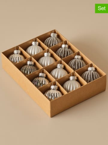 BELLA MAISON 12tlg. Weihnachtskugel-Set in Silber - Ø 4 cm