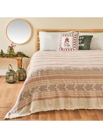 BELLA MAISON Bedsprei "Jolly" crème/rood - (L)240 x (B)220 cm