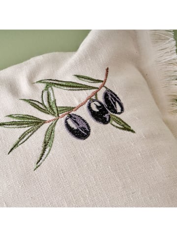 BELLA MAISON Kussenhoes crème/groen - (L)50 x (B)35 cm