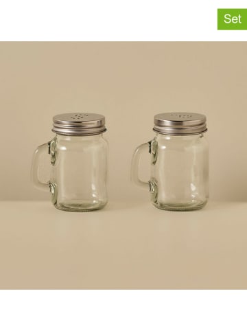 BELLA MAISON 2tlg. Set: Salz- & Pfefferstreuer in Transparent/ Silber - (H)8,5 x Ø 7 cm