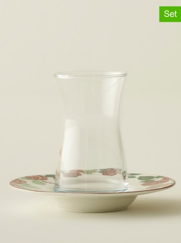 BELLA MAISON 12tlg. Tee-Set in Weiß/ Rosa - 170 ml