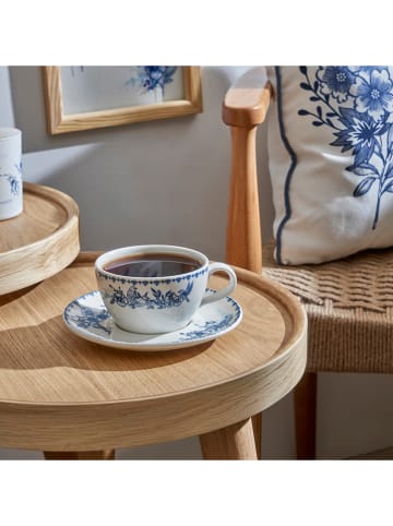 BELLA MAISON 2-delige set: koffiekoppen wit/blauw - 270 ml