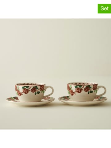 BELLA MAISON 2er-Set: Kaffeetassen in Weiß/ Rosa - 270 ml