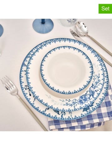 BELLA MAISON 24-delig tafelservies blauw/wit