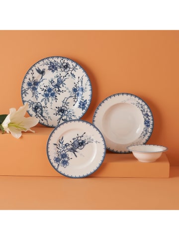 BELLA MAISON 24-delig tafelservies blauw/wit